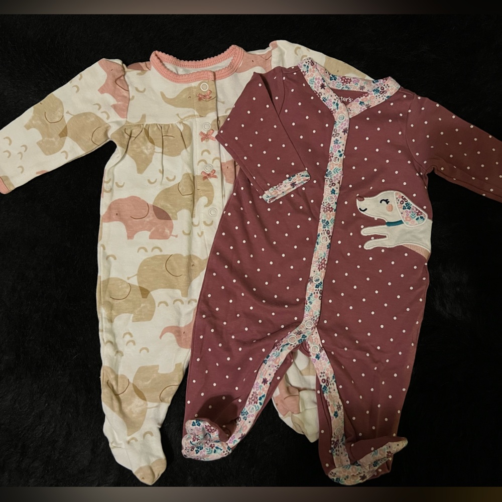 BUNDLE NWOT Baby Girl Animal Footie Pajamas; 3 months